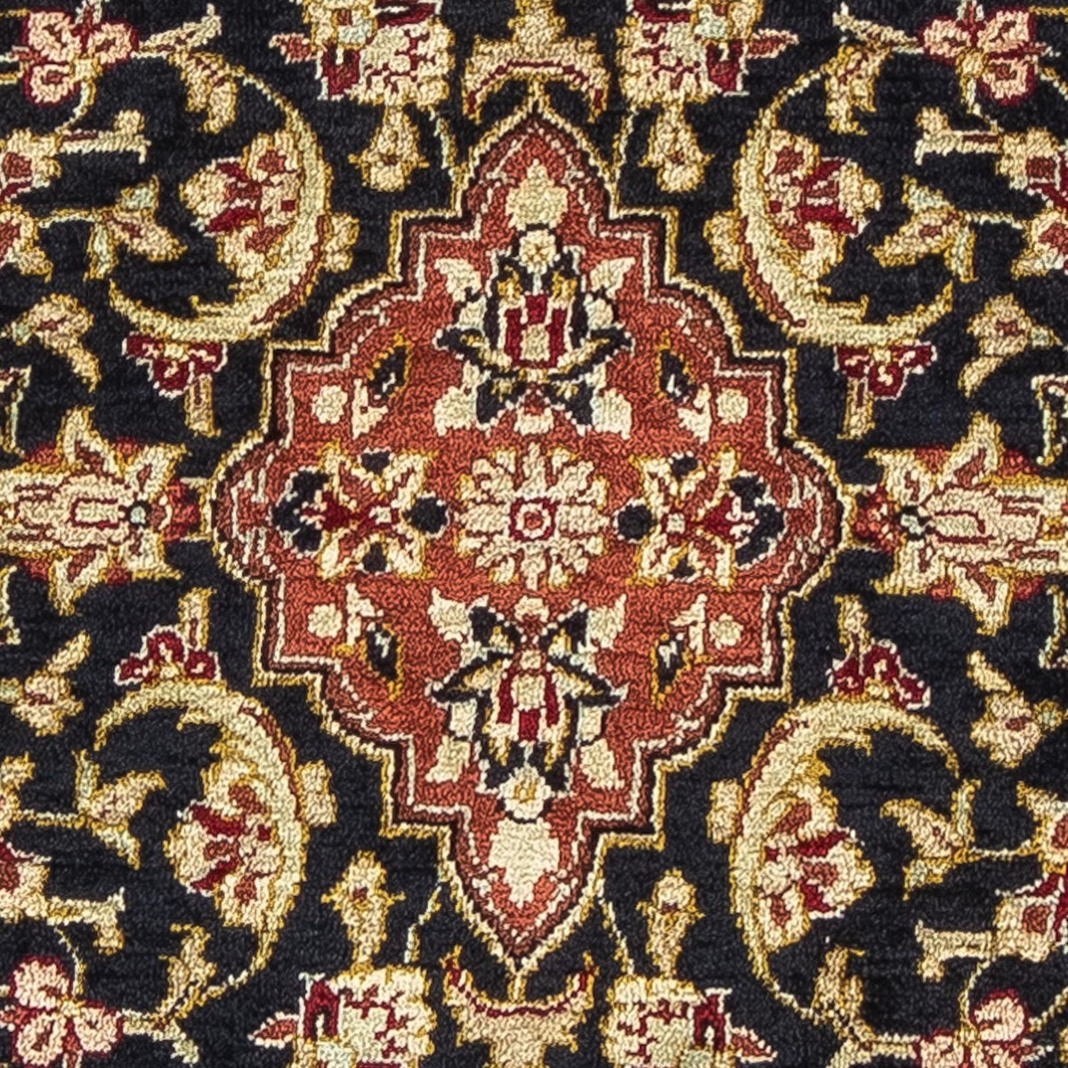 Alfombra de seda - Ghom Seda - Prima - 42 x 28 cm - azul oscuro