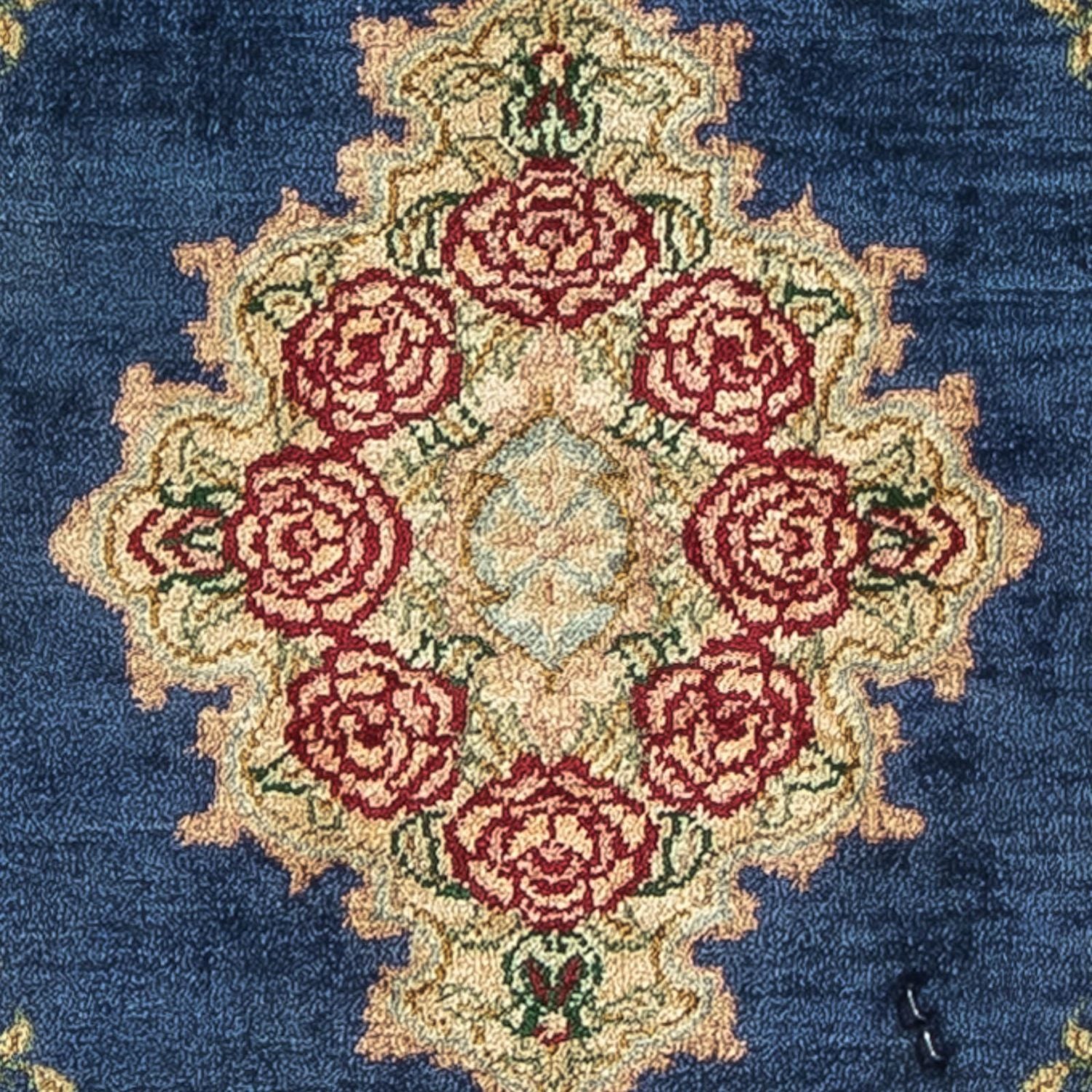 Alfombra de seda - Ghom Seda - Prima - 39 x 28 cm - azul oscuro