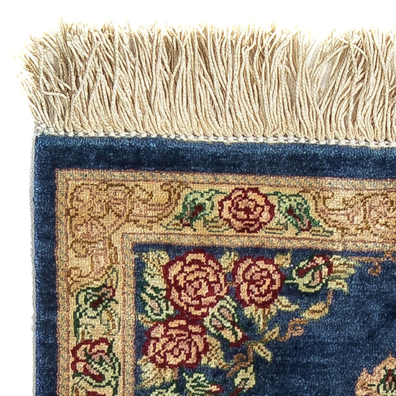 Alfombra de seda - Ghom Seda - Prima - 39 x 28 cm - azul oscuro