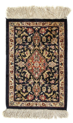Alfombra de seda - Ghom Seda - Prima - 41 x 28 cm - azul oscuro