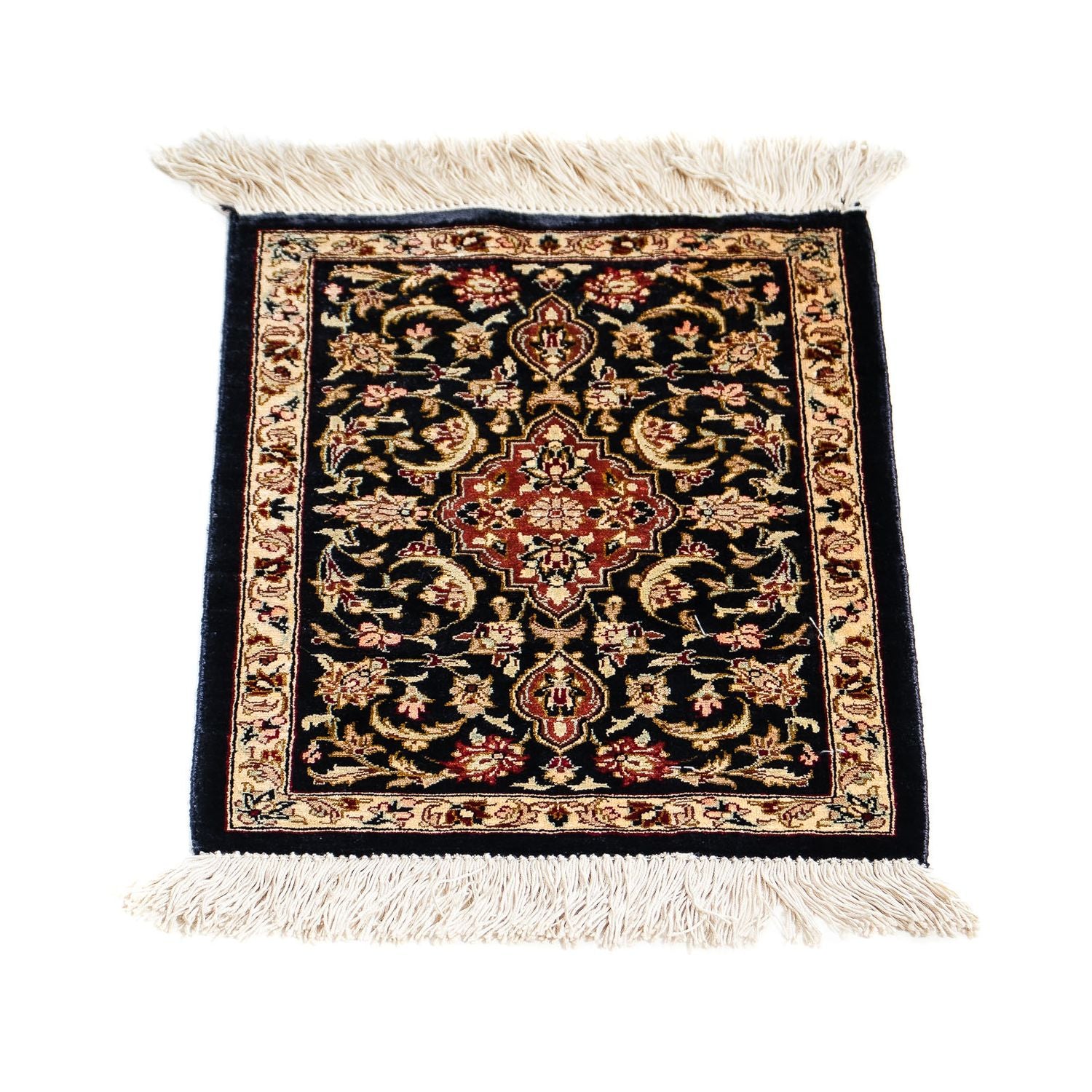 Alfombra de seda - Ghom Seda - Prima - 41 x 28 cm - azul oscuro