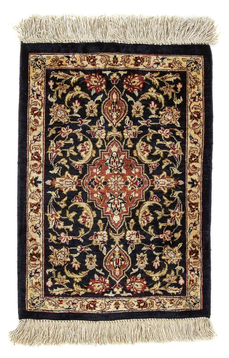Alfombra de seda - Ghom Seda - Prima - 41 x 28 cm - azul oscuro