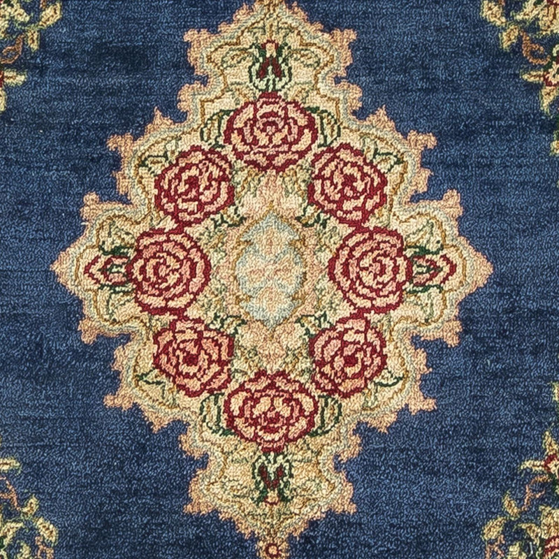 Alfombra de seda - Ghom Seda - Prima - 40 x 28 cm - azul oscuro