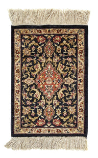 Alfombra de seda - Ghom Seda - Prima - 41 x 28 cm - azul oscuro