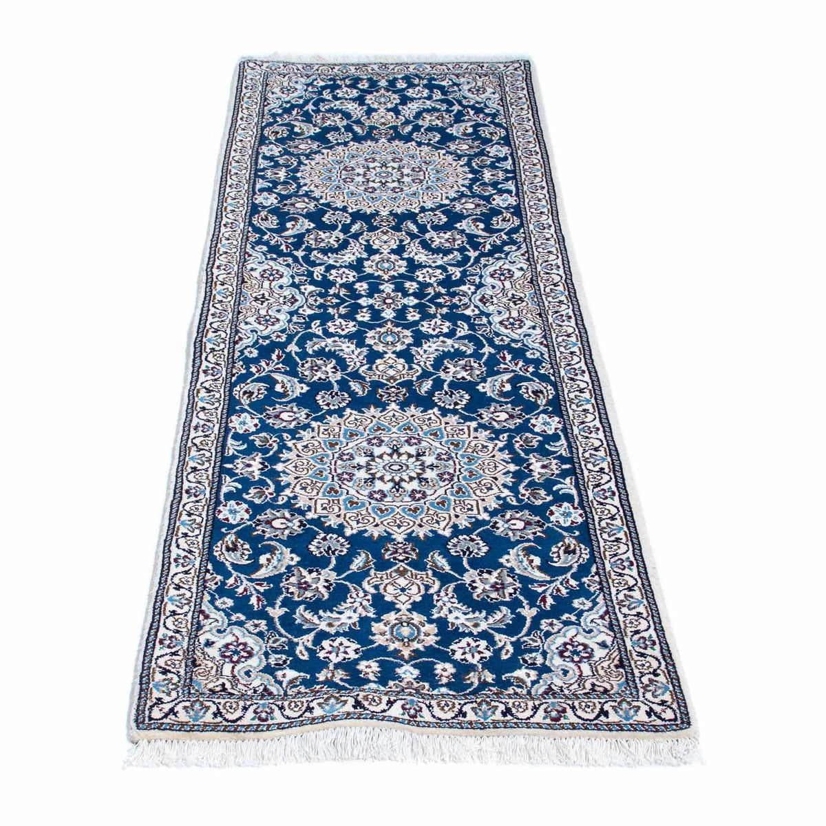 Alfombra de pasillo Alfombra Persa - Nain - Real - 190 x 62 cm - azul oscuro