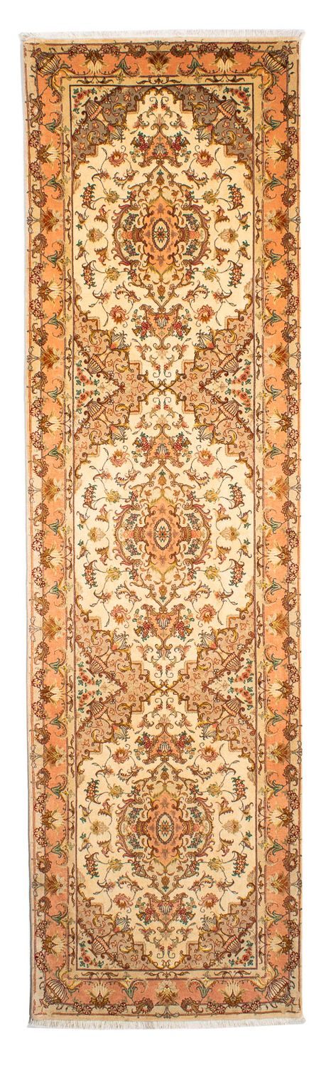 Alfombra de pasillo Alfombra Persa - Tabriz - Real - 314 x 87 cm - marrón claro