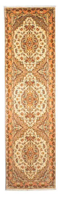 Alfombra de pasillo Alfombra Persa - Tabriz - Real - 314 x 87 cm - marrón claro