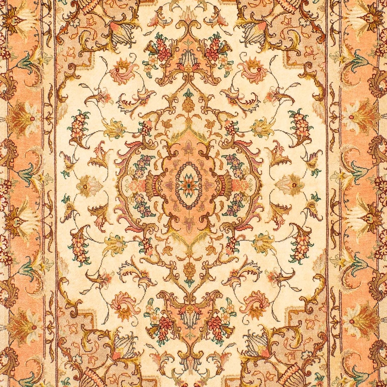 Alfombra de pasillo Alfombra Persa - Tabriz - Real - 314 x 87 cm - marrón claro