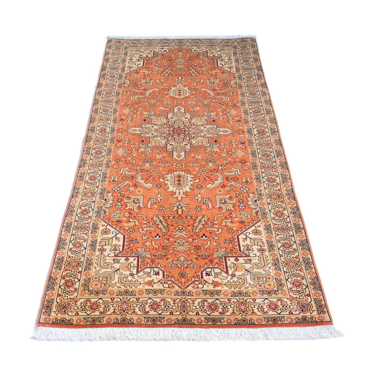 Alfombra de pasillo Alfombra Persa - Tabriz - Real - 216 x 80 cm - óxido