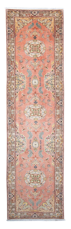 Alfombra de pasillo Alfombra Persa - Tabriz - Real - 389 x 93 cm - rojo claro