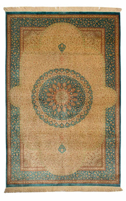 Alfombra de seda - Ghom Seda - Prima - 188 x 130 cm - beige