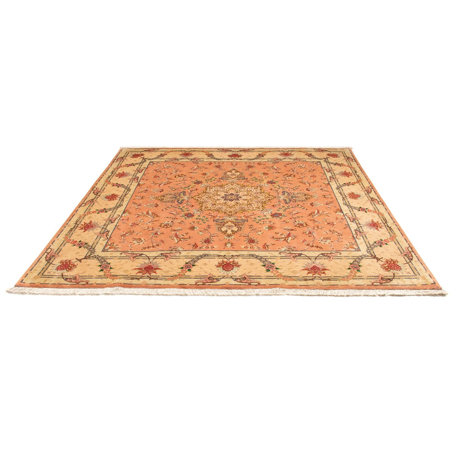 Alfombra Persa - Tabriz - Real cuadrado  - 204 x 192 cm - rojo claro