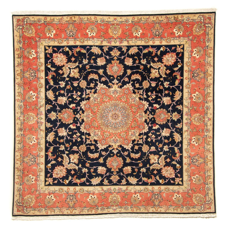 Alfombra Persa - Tabriz - Real cuadrado  - 202 x 202 cm - azul oscuro