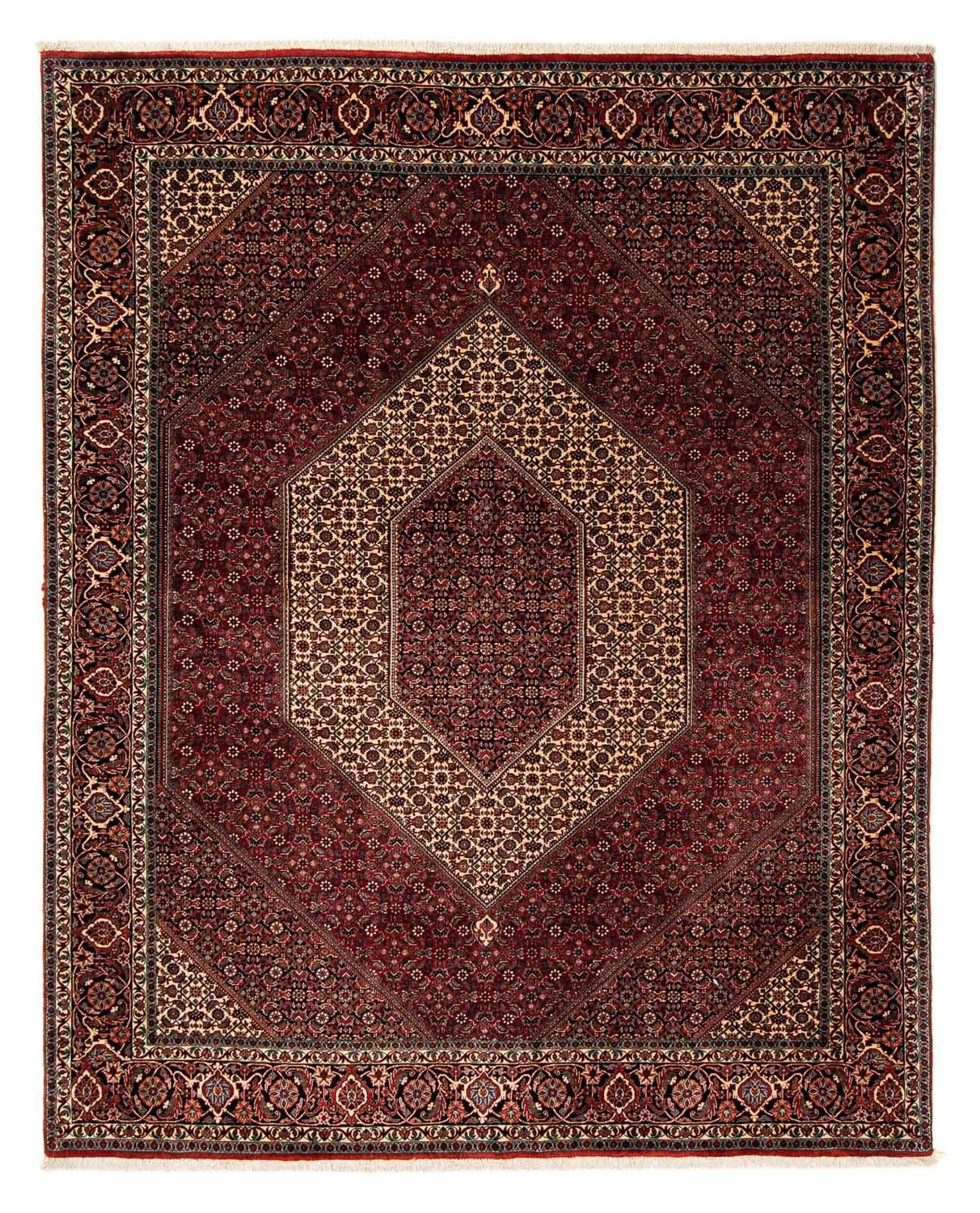 Alfombra persa - Bidjar - 238 x 196 cm - rojo oscuro