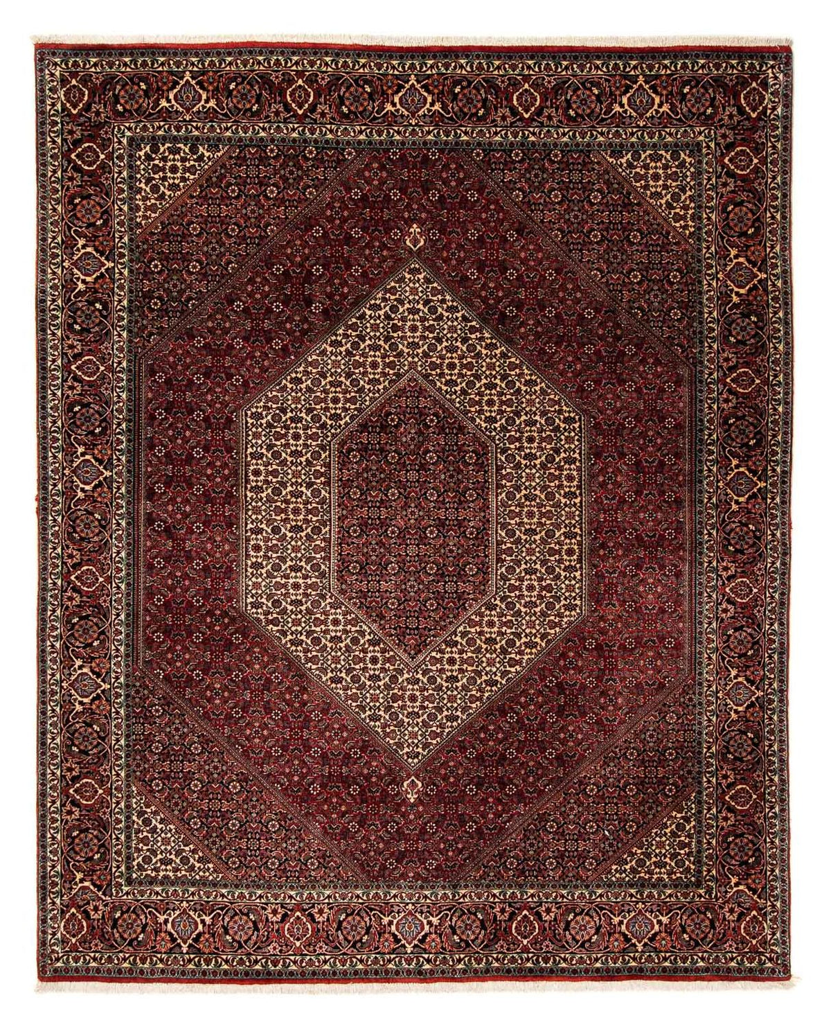 Alfombra persa - Bidjar - 238 x 196 cm - rojo oscuro