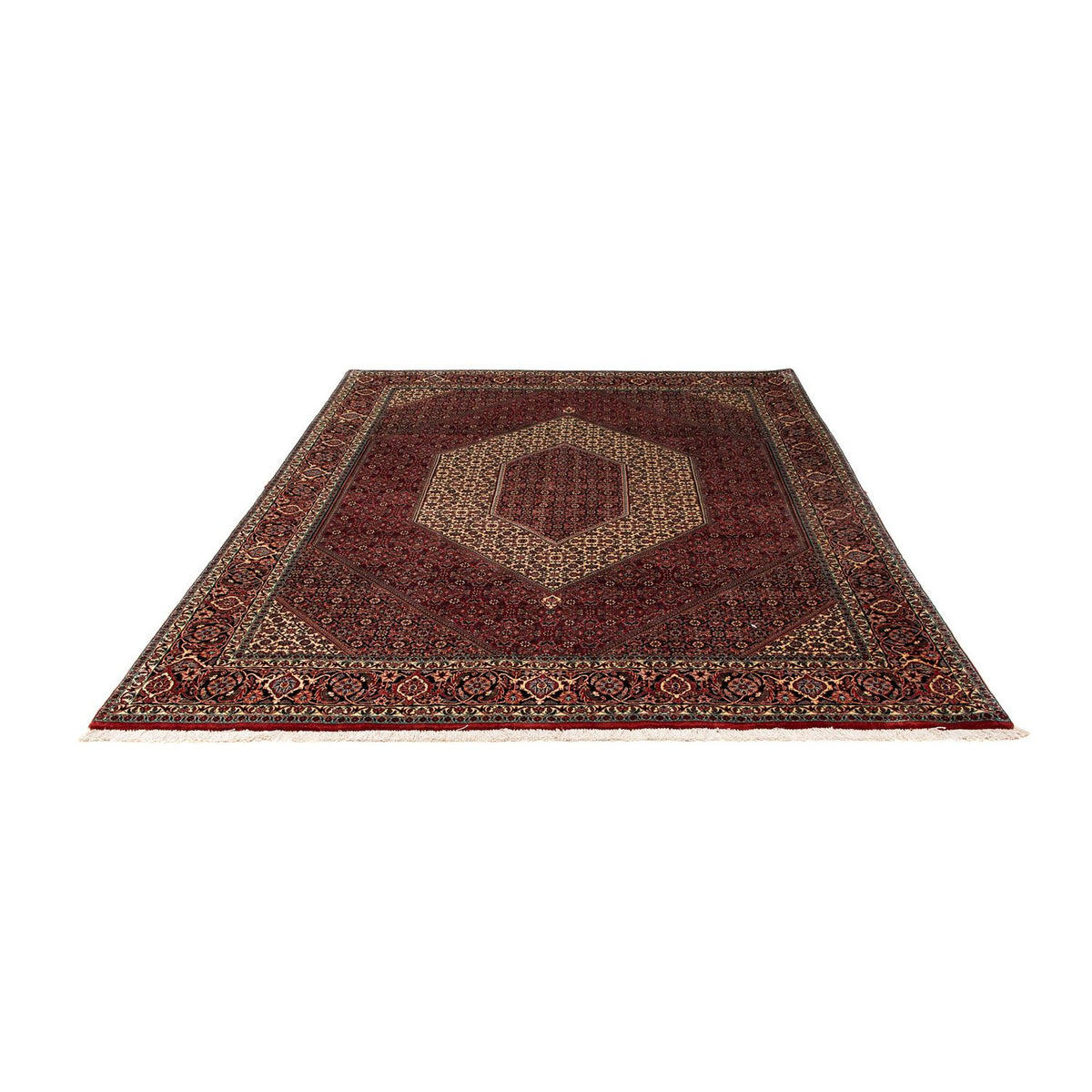 Alfombra persa - Bidjar - 238 x 196 cm - rojo oscuro
