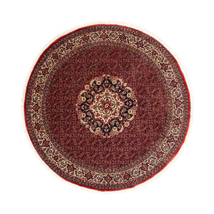 Alfombra persa - Bidjar redondo  - 205 x 205 cm - rojo oscuro