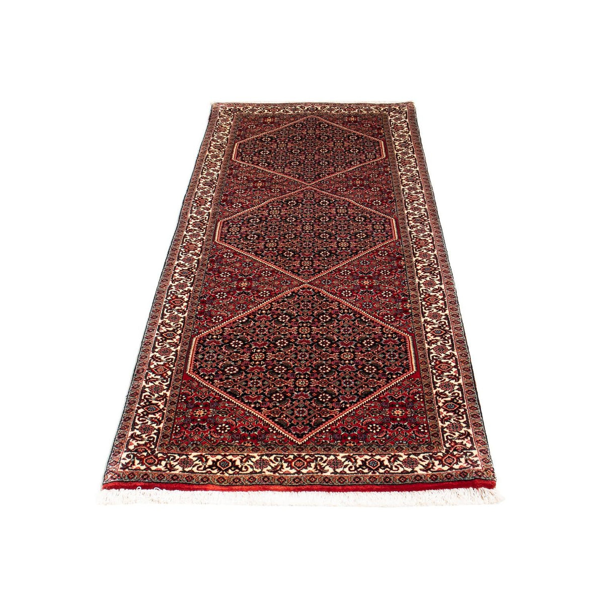 Alfombra de pasillo Alfombra persa - Bidjar - 198 x 74 cm - rojo oscuro