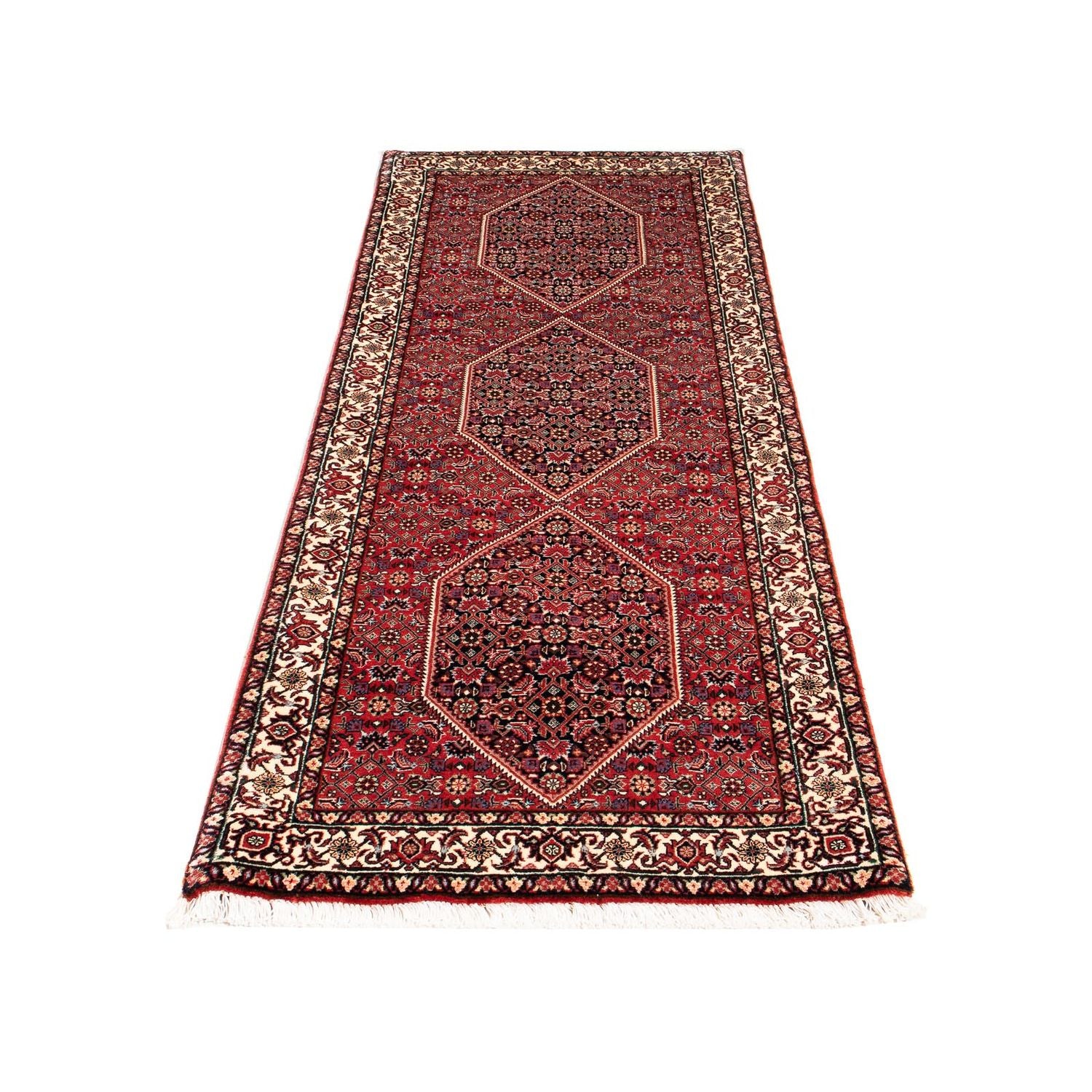 Alfombra de pasillo Alfombra persa - Bidjar - 200 x 74 cm - rojo oscuro
