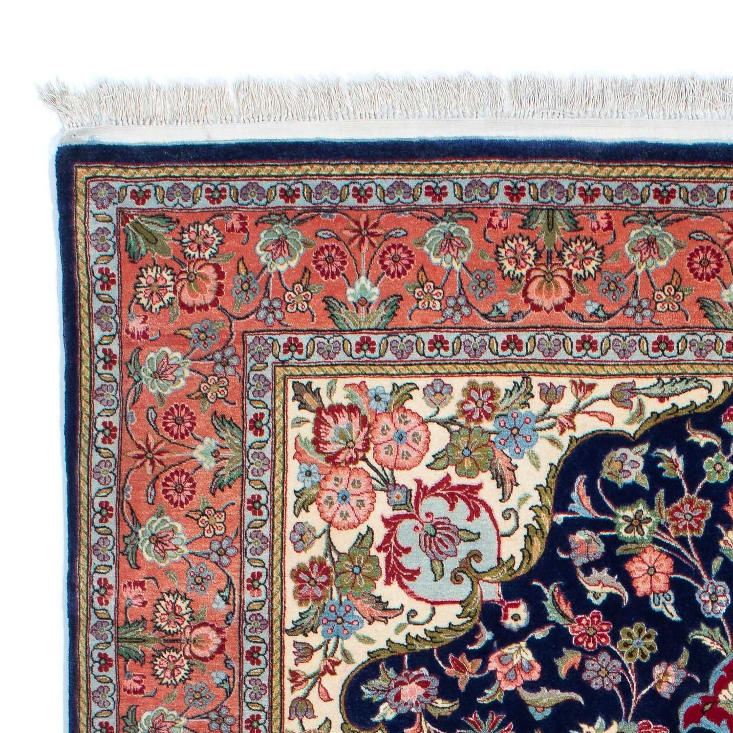 Alfombra persa - Ghom - 215 x 139 cm - azul oscuro