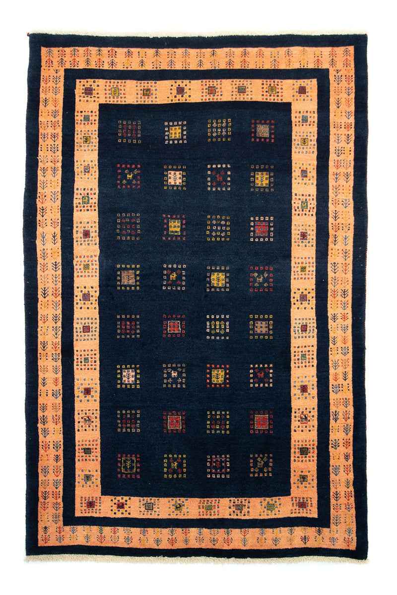 Alfombra Gabbeh - Loribaft Persa - 202 x 134 cm - azul oscuro