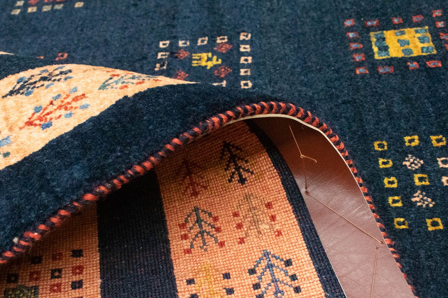 Alfombra Gabbeh - Loribaft Persa - 202 x 134 cm - azul oscuro