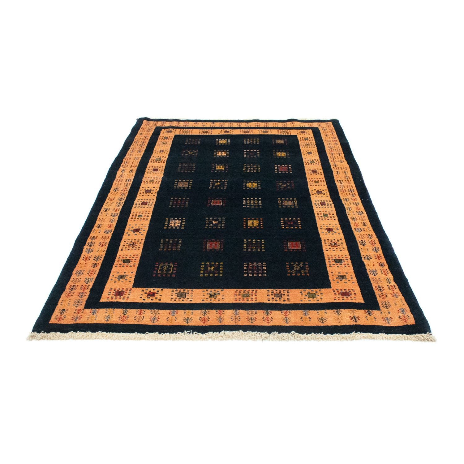 Alfombra Gabbeh - Loribaft Persa - 202 x 134 cm - azul oscuro