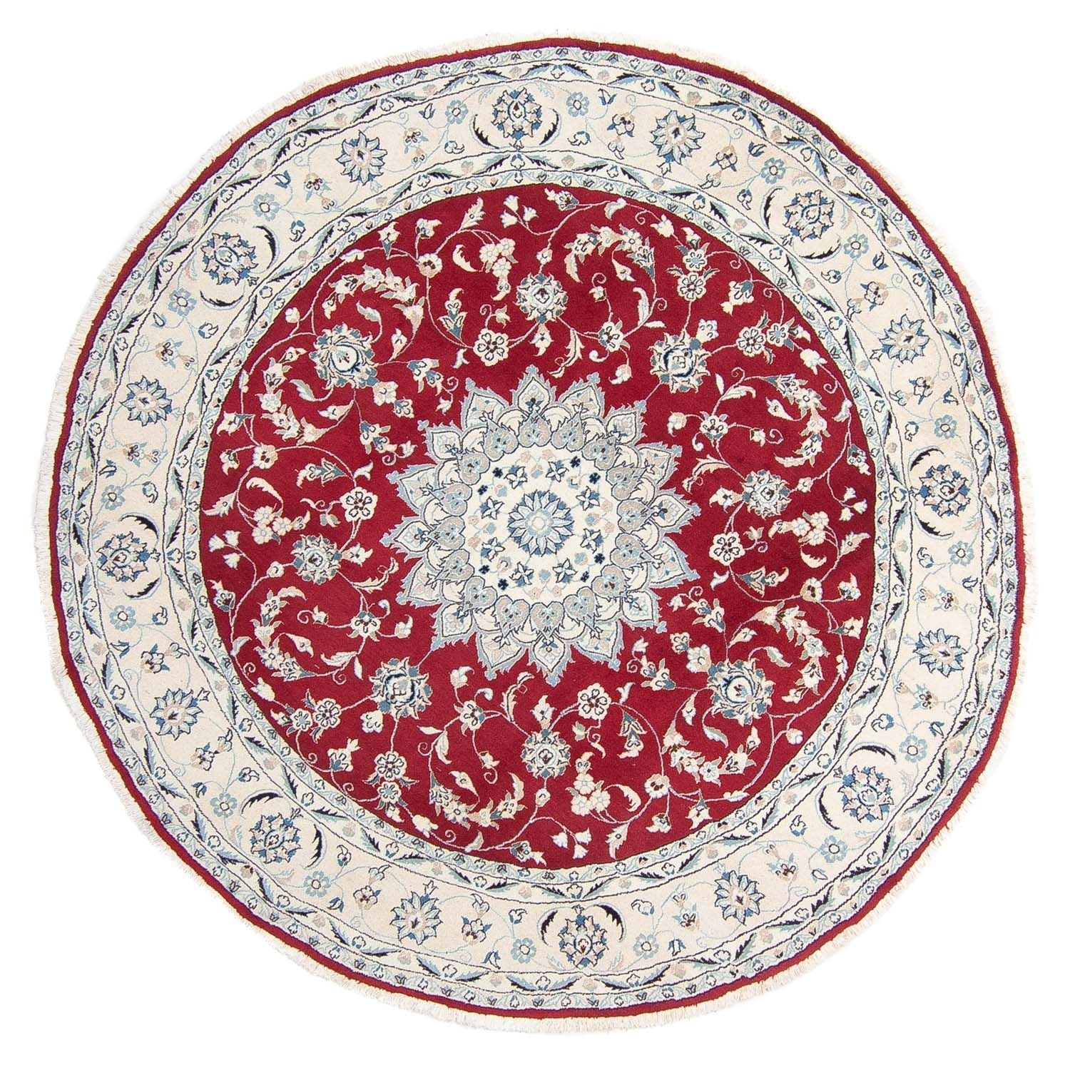 Alfombra persa - Nain redondo  - 250 x 250 cm - rojo oscuro