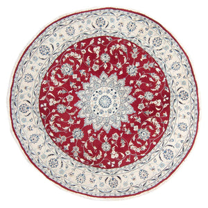 Alfombra persa - Nain redondo  - 250 x 250 cm - rojo oscuro