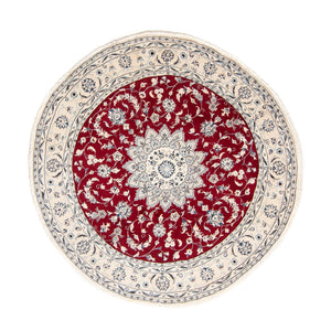 Alfombra persa - Nain redondo  - 245 x 245 cm - rojo oscuro