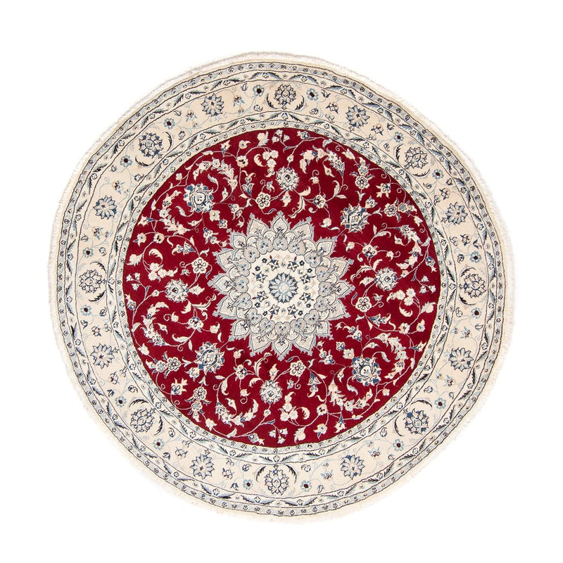 Alfombra persa - Nain redondo  - 245 x 245 cm - rojo oscuro