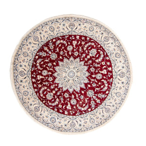 Alfombra persa - Nain redondo  - 253 x 253 cm - rojo oscuro