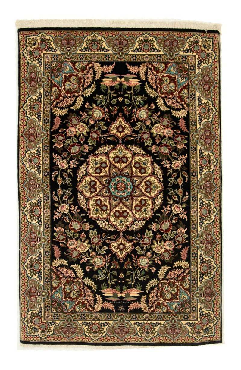 Alfombra persa - Ghom - 166 x 105 cm - negro