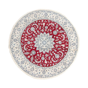 Alfombra persa - Nain redondo  - 250 x 250 cm - rojo oscuro