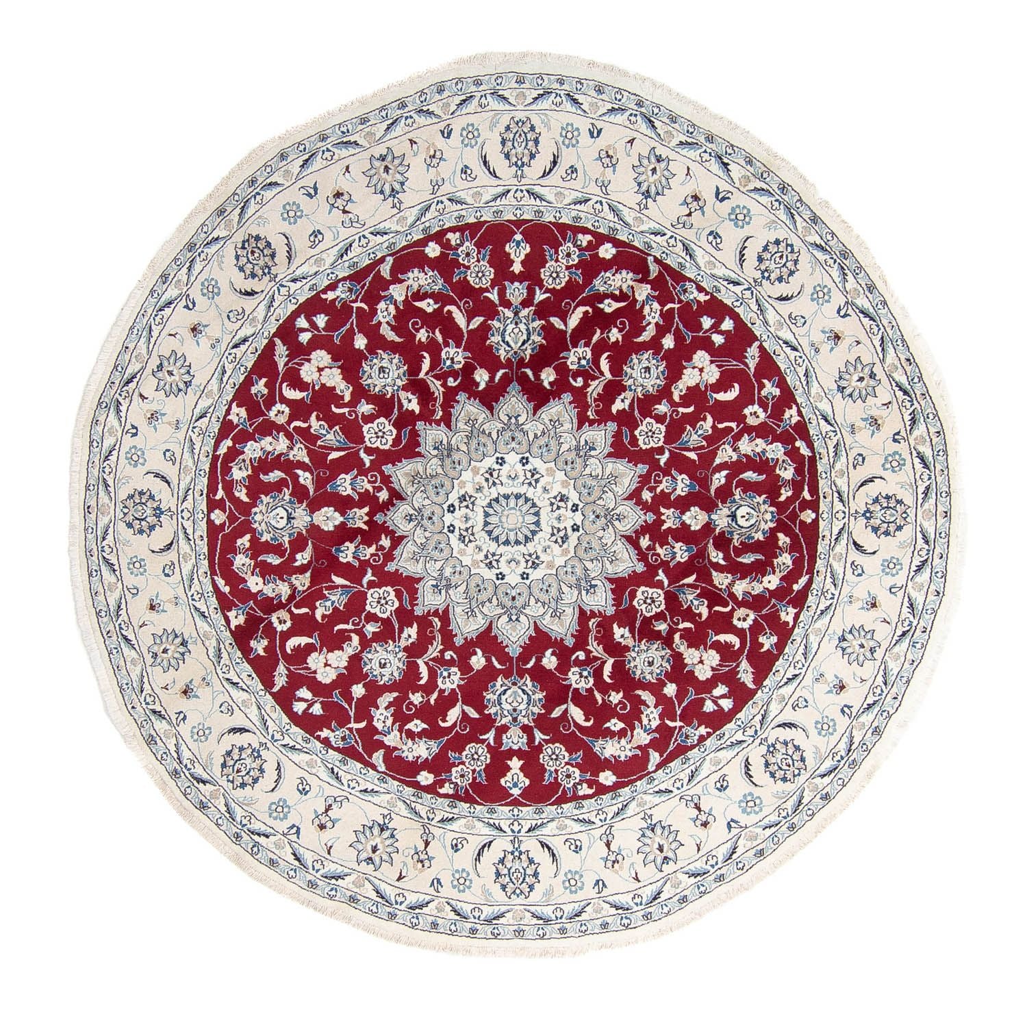 Alfombra persa - Nain redondo  - 250 x 250 cm - rojo oscuro