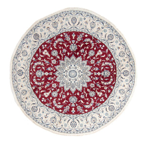 Alfombra persa - Nain redondo  - 250 x 250 cm - rojo oscuro
