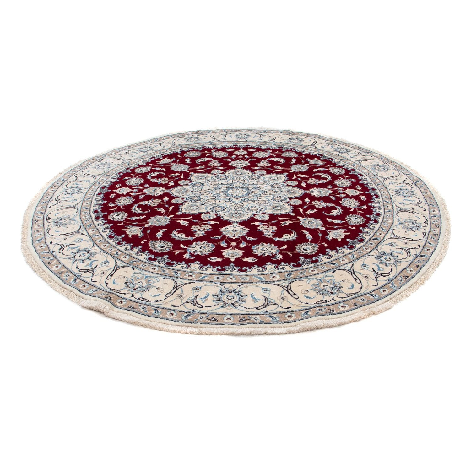 Alfombra persa - Nain redondo  - 250 x 250 cm - rojo oscuro