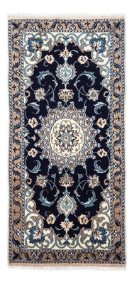 Alfombra persa - Nain - 141 x 66 cm - azul oscuro