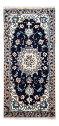 Alfombra persa - Nain - 141 x 66 cm - azul oscuro