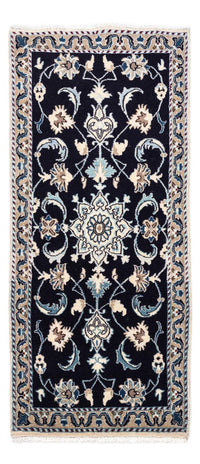 Alfombra persa - Nain - 139 x 66 cm - azul oscuro