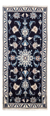 Alfombra persa - Nain - 143 x 70 cm - azul oscuro