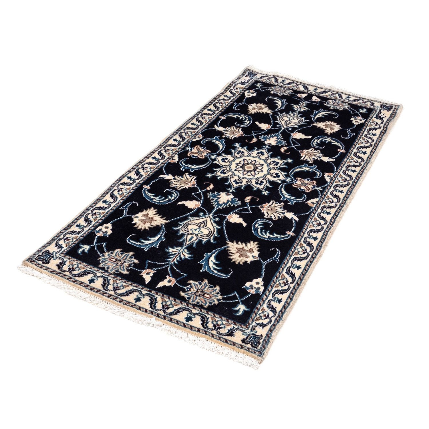 Alfombra persa - Nain - 143 x 70 cm - azul oscuro