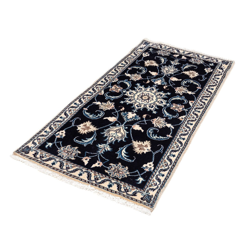 Alfombra persa - Nain - 143 x 70 cm - azul oscuro