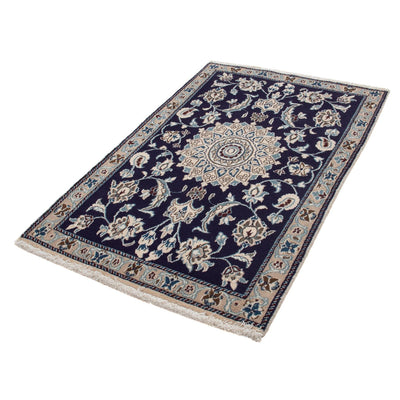 Alfombra persa - Nain - 139 x 89 cm - azul oscuro
