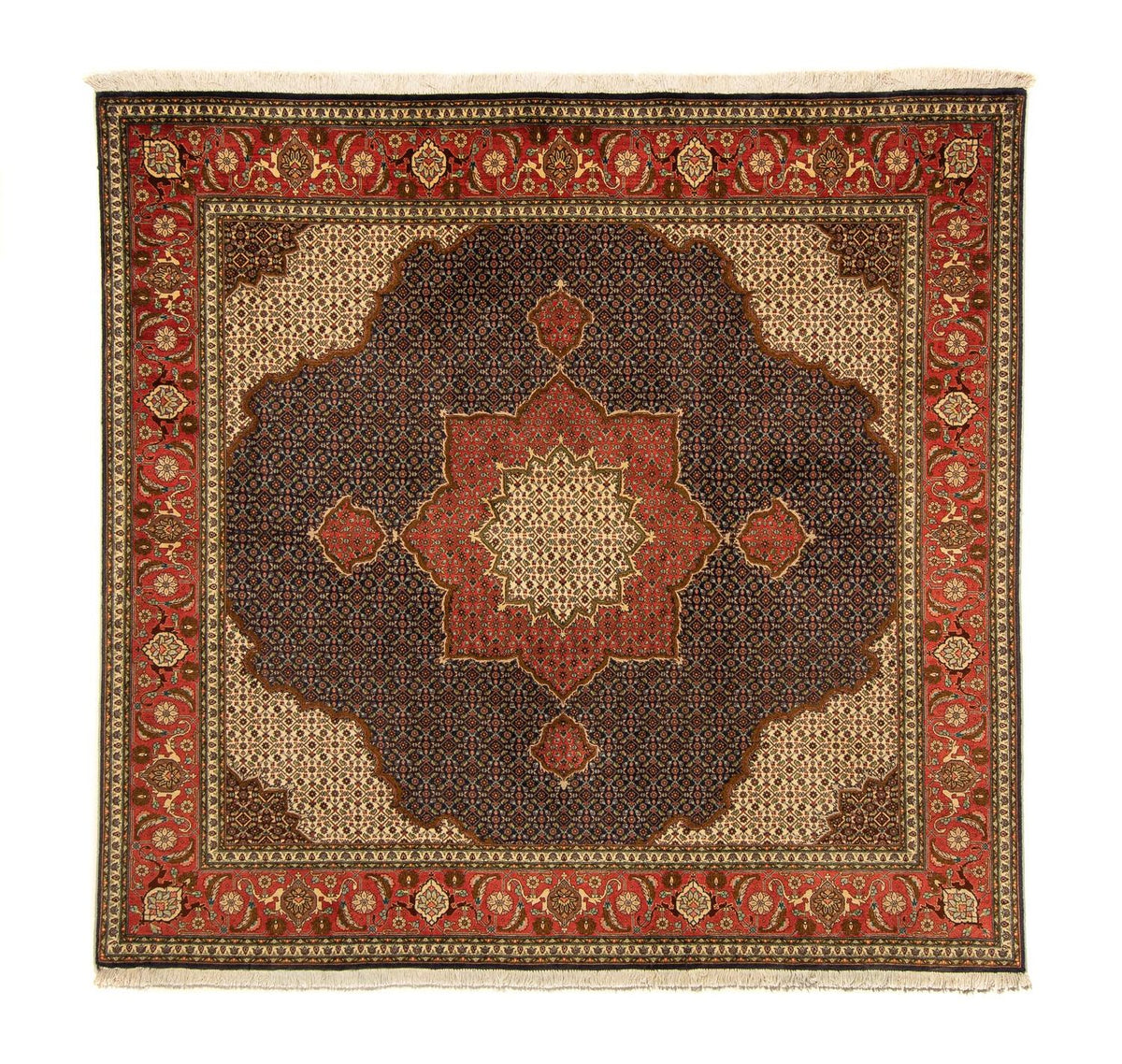 Alfombra persa - Tabriz cuadrado  - 201 x 195 cm - azul oscuro