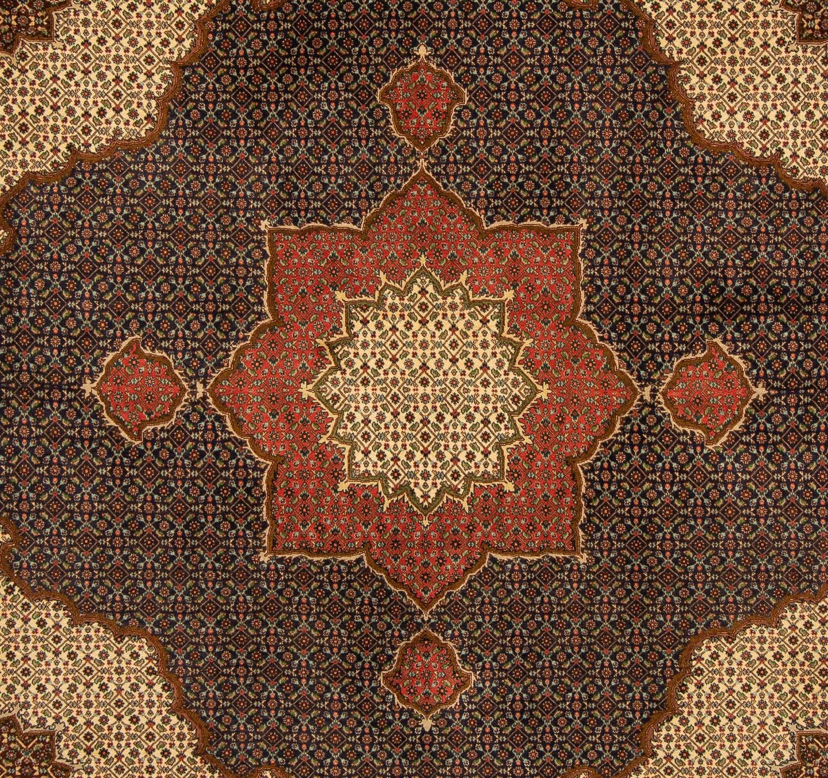 Alfombra persa - Tabriz cuadrado  - 201 x 195 cm - azul oscuro