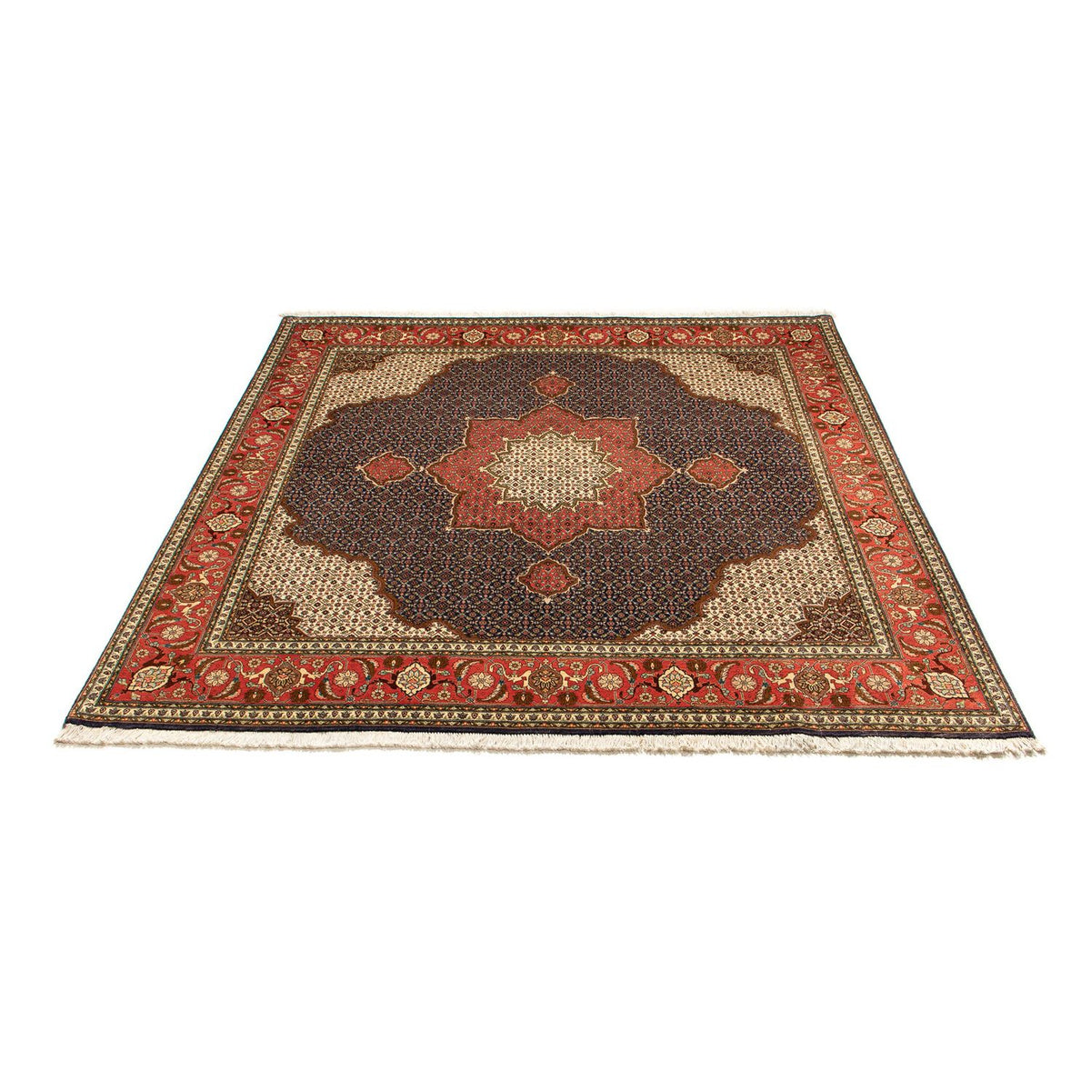 Alfombra persa - Tabriz cuadrado  - 201 x 195 cm - azul oscuro