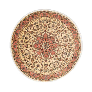 Alfombra Persa - Tabriz - Real redondo  - 150 x 150 cm - marrón claro