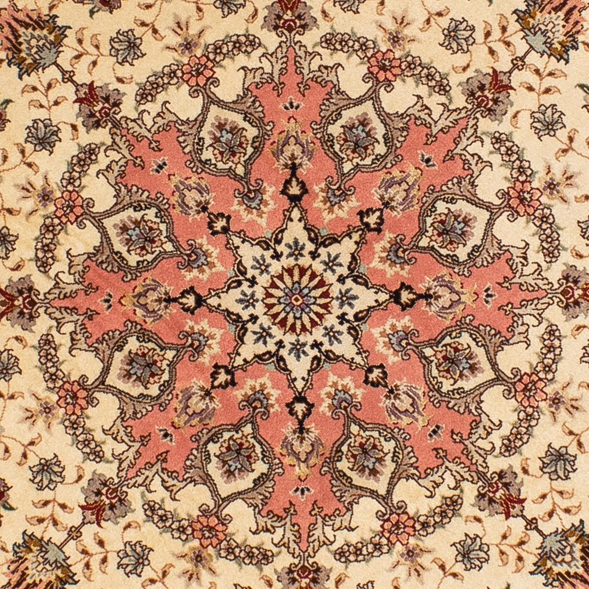 Alfombra Persa - Tabriz - Real redondo  - 150 x 150 cm - marrón claro