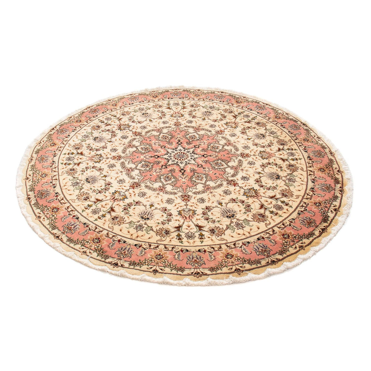 Alfombra Persa - Tabriz - Real redondo  - 150 x 150 cm - marrón claro